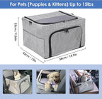 SlowTon Dog Booster Car Seat, Reinforce Metal Frame Safe Pet Car Seat with Seatbelt & Waterproof Pee Pad & Top Cover | Portable Collapsible Puppy Carrier Bag | for Small Medium Dogs Cats up to 15lbs