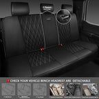 CAR PASS Thick Foam 3D Mesh Leather Car Seat Covers Full Set, Luxury Breathable Premuim Faux Leather Automotive Seat Covers, Airbag Compatible Universal Fit for Most Sedan Van Truck SUV, Pure Black