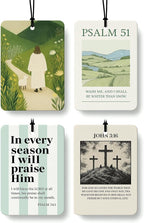 Trendy Jesus Christian Car Air Freshener 4 Pcs Coconut Scented, Religious Faith Car Accessories Mirror Decor for Women, Christian Cross Hanging Air Freshener for Cars Closet Drawer Books