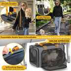 PAWZIDEA Double Pet Stroller with 2 Detachable Carrier, Lightweight Portable Travel Crate & Car Seat Combo & TSA-Approved Expandable Carrier, Foldable Jogger Stroller for 2–4 Cats or Small/Medium Dogs