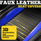 LINGVIDO Front Car Seat Covers, Faux Nappa Leather, Airbag Compatible and Waterproof Protectors for Sedans SUVs, Breathable Anti-Slip Interior for Commuters and Rideshare, Black/Blue