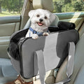 PETSFIT Multipurpose Center Console Dog Car Seat, Airline Approved Dog Car Carrier with Safety Tether and Pockets, Portable Cat Car Seat, Dog Car Seats for Small Dogs, Cats Up to 9 LBS (Deep Grey)