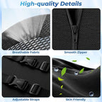Lumbar Support Pillow for Office Chair Back Support - Memory Foam Lumbar Pillow for Car or Gaming Chair, Ergonomic Back Cushion with Adjustable Strap for Long-Hour Sitting (Black)