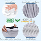 5 STARS UNITED Seat Cushion - Memory Foam Chair Cushion for Tailbone Pain Relief - Ergonomic Support for Coccyx, Sciatica & Butt - Office, Desk & Gaming Chair, Car Seat, Wheelchair, Light Gray