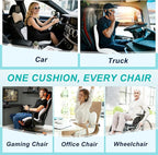 Seat Cushion for Office Chair and Car, Lumbar Support Pillow for Office Chair, Memory Foam Ergonomic Seat Cushion for Long Sitting, Back & Tailbone Pain, Sciatica - Light Gray