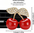 4Pcs Cherry-Shaped Car Air Freshener Vent Clips with Rhinestones, Unscented Cute Car Air Freshener for Men Women, Fragrance Diffuser Clip for Car and Truck Air Fresheners, Sparkling Decor-A10