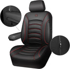CAR PASS 3D Foam PU Leather Car Seat Covers, Universal Seat Covers Front 2 for Trucks SUV Sedan Automotive Seat Covers Armrest Airbag Compatible Waterproof Comfortable Faux Nappa Leather Black Red