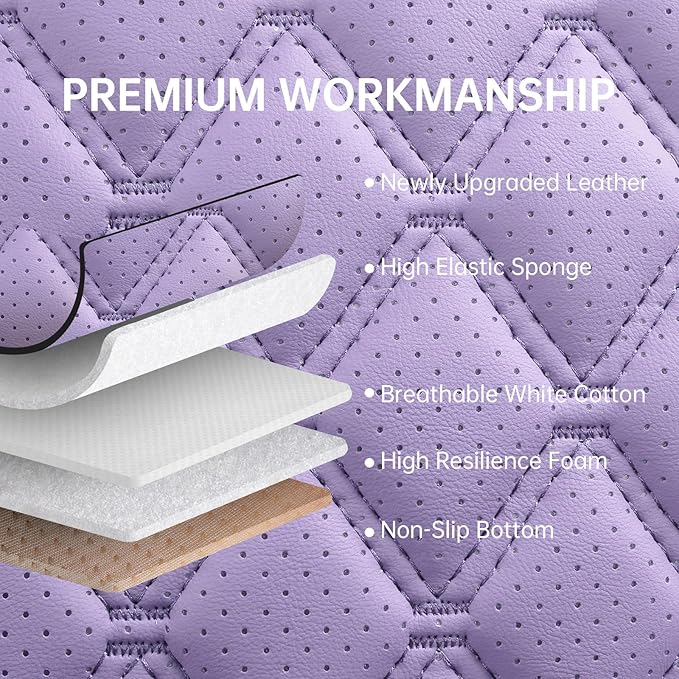 Car Seat Covers Full Set Purple, Luxury Faux Leather Waterproof Non-Slip Women Seat Protector Universal Fit for Most Cars SUVs Trucks Pick-ups,Car Interior Accessories(Purple-Full Set)