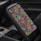 Geometric Mandala Universal Armrest Cover Pad, Car Center Console Cushion Pad, Protect from Pet Claws, Dirt, and Sticky Fingers, Comfortable Car Decor Accessories Fit for Most Cars, Vehicles, SUVs