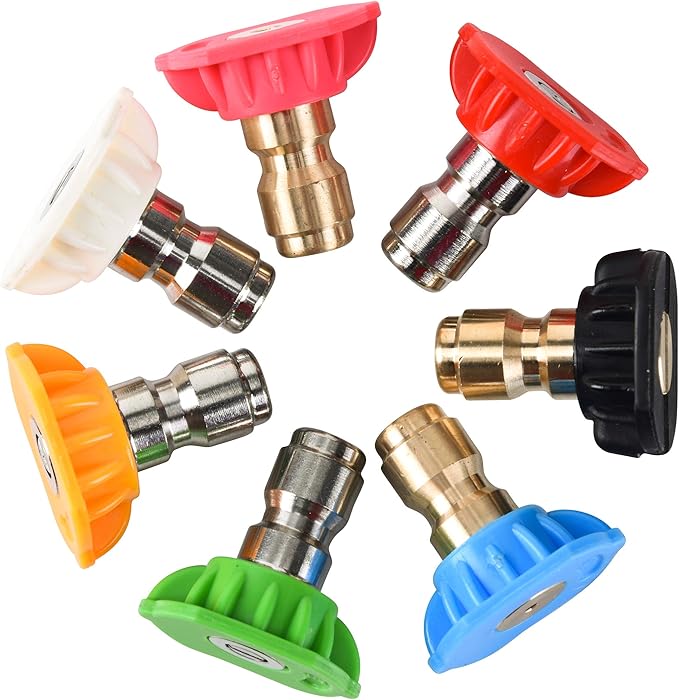 M MINGLE Pressure Washer Tips Set with Nozzle Holder, 7 Nozzle Tips, 1/4 Inch Quick Connect, 4000 PSI