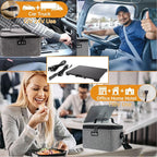 Aotto Portable Oven, Electric Lunch Box Food Heater - 12V/24V/110V 3-in-1 Car Food Warmer - Heated Lunch Box for Adults - Cook, Reheat & Keep Meals Warm for Car, Truck, Travel, Work, Home - Grey