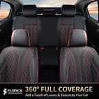 FLORICH Leather Seat Covers Car Seat Cover Front and Rear Seat Cover 5 Seats Automotive Seat Covers Waterproof Seat Covers for Cars Universal Fit for Most Cars SUV Trucks, Black&Red Line