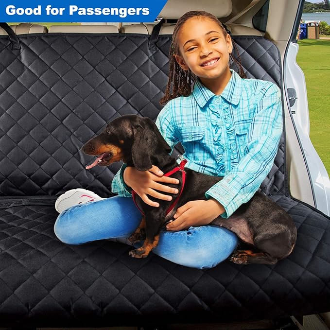 Bench Car Seat Cover Protector - Waterproof, Heavy-Duty and Nonslip Pet Car Seat Cover for Dogs with Universal Size Fits for Vehicles, Trucks & SUVs(Black)