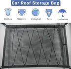 Car Ceiling Storage Net | Double Zipper, Adjustable Strap Prevent Falling, 31"x21"Double-Layer Mesh Long Road Trip Camping Van SUV Roof Cargo Pocket Organizer for Putting Quilt Toys Sundries