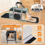 Cat Carrier for Large Cats up to 20 Lbs,Soft-Sided Pet Carrier for Large and Medium Cats, Small Dogs,Puppies,Collapsible Dog Carrier Travel Bag with 2 Storage Bags,4 Mesh Windows (Black, Medium)