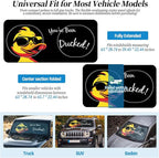 63"x28.5" Car Windshield Sun Shade with Storage Pouch, Stylish Printed Front Window Sunshade with Double Ring Frame, Universal Fit Foldable Heat Blocker & UV Protector for SUV, Sedan (Duck)