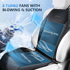 FLORICH Cooling Car Seat Covers with 8 Turbo Fans Blowing & Suction Ventilated Car Seat Cushion 12V-24V 3-Speed Adjustable Car Seats Cooling Pad Universal Fit for Car SUV Truck Van Summer Driving