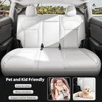 Leather Seat Cover for Tesla Juniper 2025 2026 Waterproof Seat Cover for Tesla Model Y (White-25 26)