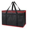 Bodaon Insulated Food Delivery Bag, XX-Large Reusable Grocery Shopping Bags, Picnic Cooler Bag Zipper/Zippered Top Cold, Black with Red Edge, 1-Pack