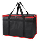 Bodaon Insulated Food Delivery Bag, XX-Large Reusable Grocery Shopping Bags, Picnic Cooler Bag Zipper/Zippered Top Cold, Black with Red Edge, 1-Pack