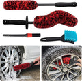 4 Pack Car Wheel and Tire Cleaner Brushes Kit Auto Motorcycle Rim Hub Ultra Soft Microfiber No Spatter Bendable Woolies Bristle Cleaning Set