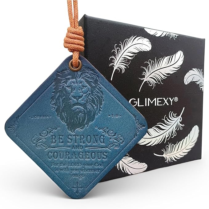 Leather Air freshener for Car Leather Car Scents Air Freshener Encouragement Gifts for Christian Men Be Strong and Courageous Lion Christian Gifts for Men Unique