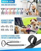 Dog Seat Belt for Car, Dual Pet Vehicle Headrest Restraint Safety Seatbelt,Two Dog Leash No Tangle Dog Car Leash Seat Belt,Duty Adjust Elastic Connect Harness in Vehicle Travel(Black)
