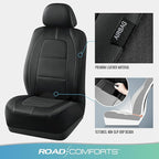Road Comforts Car Seat Cover, Front Leather Car Seat Covers, Automotive Low Back Sport Car Seat Covers, Airbag Compatible, Universal Fit for Most Cars, SUVs, Trucks and Vans