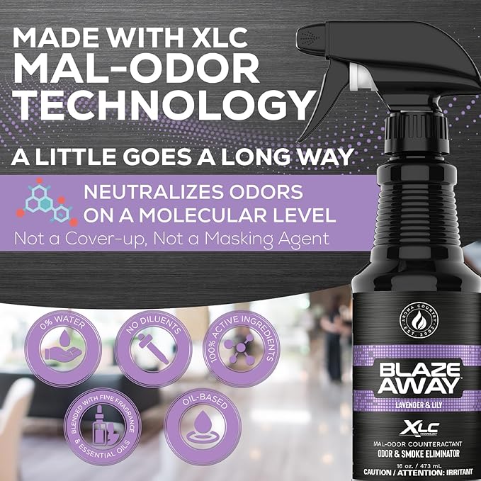 Blaze Away Commercial Air Freshener & Odor Eliminator for Strong Odor - Industrial-Grade Room Spray & Room Deodorizer for Home, Car, Smoke & Pet Odors - Long-Lasting Odor Absorber, Room Fresheners