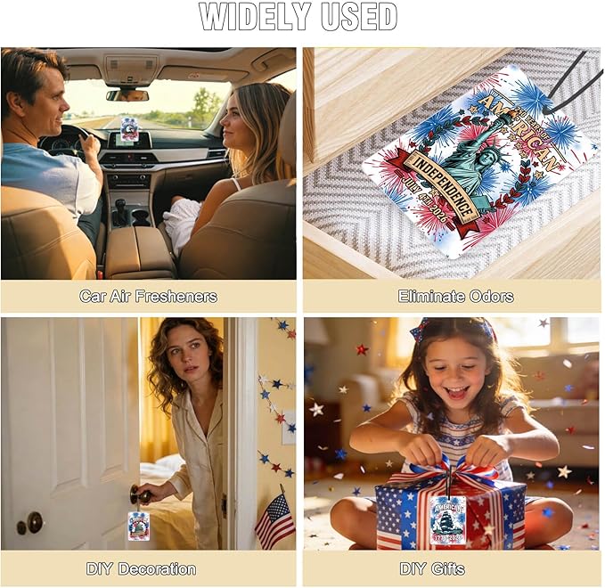 Car Air Fresheners USA 250th Anniversary Ornament Merchandise, Hanging Car Accessories Interior for 250 Year Party Decor American Patriotic Collectors US Citizens 4th of July Decorations Gifts