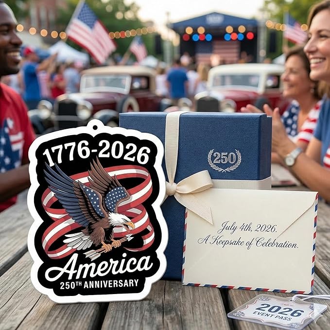 9Pcs USA 250th Anniversary Car Air Freshener, 1776-2026 Semiquincentennial Commemorative Hanging Ornament, Patriotic Double-Sided Scented Tablet, 2026 Independence Day Souvenir Gifts (Style 4)