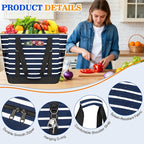 HUANLANG Soft Cooler Bag Insulated for Travel,Large Insulated Grocery Bags with Zippered Top,PEVA Collapsible Food Delivery Cooler Bag for Beach, Travel, Picnics