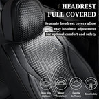 Coverado Seat Covers, Car Seat Covers Front Seats, Waterproof Nappa Leather Auto Seat Cover with Lumbar Head Pillow, Black Seat Covers Carseat Cover Universal Fit for Most Cars
