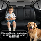Black Universal Car Seat Covers Premium Nappa Leather with Lumbar Support Waterproof Full Set Non-Slip Contoured Fit Airbag Compatible Fits Most Vehicles Easy to Clean and Install