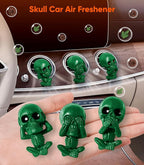 Skull Car Air Freshener Vent Clips, Goth Decor Interior, Gothic Halloween Cool Decoration Horror Skeleton Dashboard Accessories Spooky, Cute Funny Gifts for Men Women