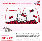 Carbella Hello Kitty Car Windshield Sun Shade, Official Sanrio Sun Shade for Car Window, Cute Sun Shade for Front Windshield, Hello Kitty Accessories for Women ﻿(Red Bow Dreams)