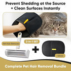 Pet Hair Remover & Reusable Lint Roller – Cat & Dog Hair Remover for Furniture, Couch, Carpet, Bedding, Clothes & Car – Portable Fur Remover Tool + Pet Hair Removal Glove Bundle