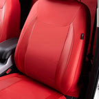 Flying Banner car seat Covers Protects Water Proof Faux Leather Carbon Fiber Fronts Rear Bench Covers (Red Red, Full Set - 8PCS)