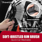Fantasticlean 7PCS Car Wheel Brush Kit, Tire Brush, Soft-bristled Rim Brush, Chenille Rim Cleaning Tape, Microfiber Bendable Brush, Curved Detailing Brush with Elbow Connector, Detailing Pads