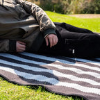 PuTian Merino Wool Blanket - 63" x 51" Thick Warm Soft Twin Bed Throw - Great for Camping, Outdoors, Travel, Car, Couch, All Seasons Grey Stripe
