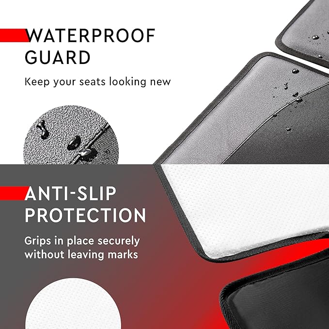 Helteko Carseat Protector with Thickest Padding, 2 Pack Auto Seat Pad from Waterproof & Stain Resistant for Child Baby , Kick Mat Material for Leather and Fabric Seat