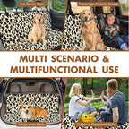 Backseat Cover for Dogs, Waterproof and Non-Slip Pet Bench Seat Covers, Car Seat Protector for Back Seat, Universal Size Rear Car Seat Cover Fits Cars, Trucks and SUVs, L-Leopard&Black