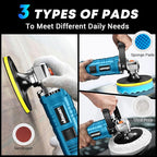 LDHTHOPI Buffer Polisher Kit for Car - 6/7 Inch Rotary 1600w Polisher Buffer Waxer,7 Variable Speed 1000-3500rpm,Detachable Handle Buffing Machine for Car, Boat Sanding, Polishing Waxing, Blue 3
