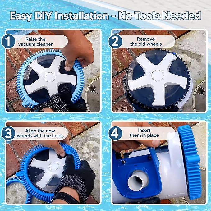 Funmit 896584000-143 Blue Front Tire Kit with Super Hump Replacement for Haywood Poolvergnuegen Select Pool Cleaners and Perfectly Compatible with Hayward Phoenix Cleaners (Pack of 4)