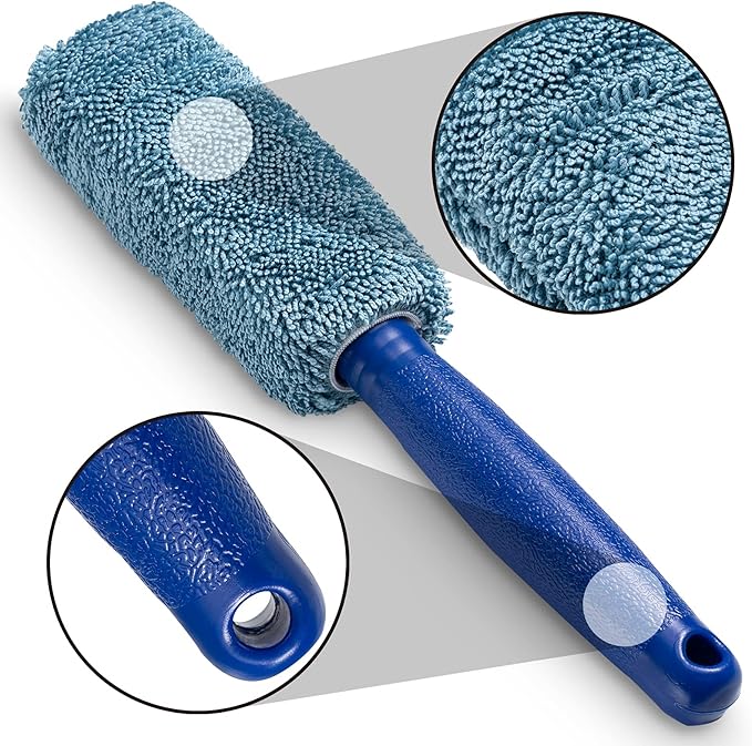 Wheel Brush, Microfiber Metal Free Wheel & Rim Brush Cleaner Brush for Wheel and Rim Detailing, No Scratching