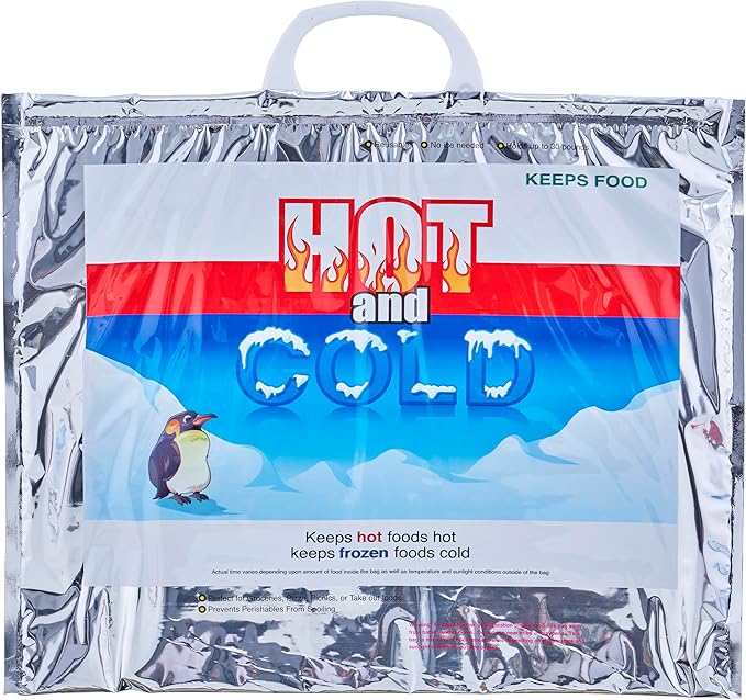 Superio Hot and Cold Insulated Bags for Food Delivery, Grocery Shopping Bags, Food Storage for Hot and Frozen Food for Travel, Disposable Cooler Bag, Reinforced Thermal Lunch Bag (3, 15.5"x13")
