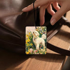 Vintage Floral Puppy Air Freshener 4Pcs, Artistic Dog & Flower Scene Air Freshener for Car Interior, Closet, Drawer, Books, Car Mirror Decor Hanging, Gift for Dog Lovers