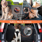 VIVAGLORY Dog Seat Belt Tuffbelt Dog Car Harness, Seatbelt with Clip & Hook for Car Travel, Chew Proof Anti Chew Unchewable Metal Safety Tether Restraint, M, Orange