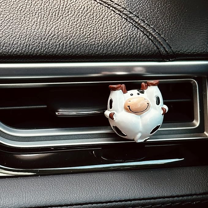 Funny Peeking Cow Car Air Freshener Car Vent Decoration with Natural Scent Tablet and Refill, Car Aromatherapy and Interior Decoration