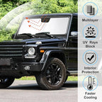 Windshield Sun Shade Custom Fit for 1990-2018 Mercedes Benz G W463 G550 G55 G63 G65 Accessories(Not for 2019-2021 Mercedes Benz G Class) Accessories Foldable Sunshade Keep Car Cooler